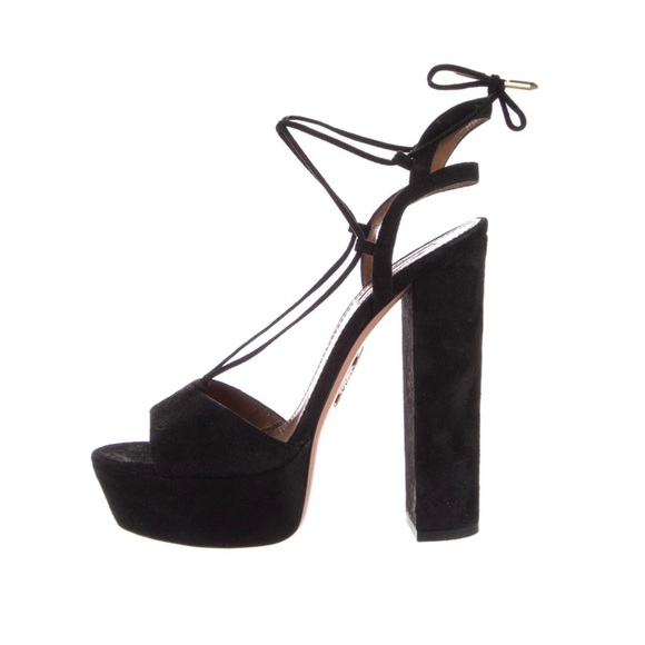 Aquazzura Austin Plateau Suede Platform Black - Picture 1 of 5